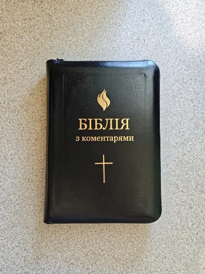 Обкладинка книги «Біблія з коментарями LIFE (переклад П. Куліш, ред. В. Боєчка) у шкіряній обкладинці, з блискавкою і срібним зрізом», Хмельницький (1 з 8)